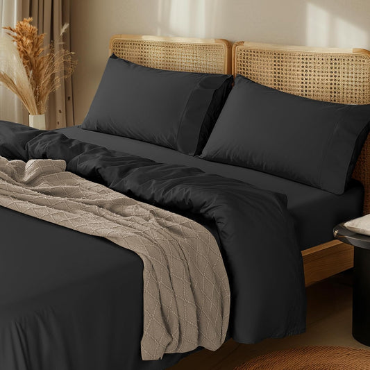 1000 Thread Count 100% Egyptian Cotton Sheets Set Twin, 3 Piece Sets Bed Sheet Deep Pocket Sheet Set 16" Soft Comfortable All Season (Twin, Black)